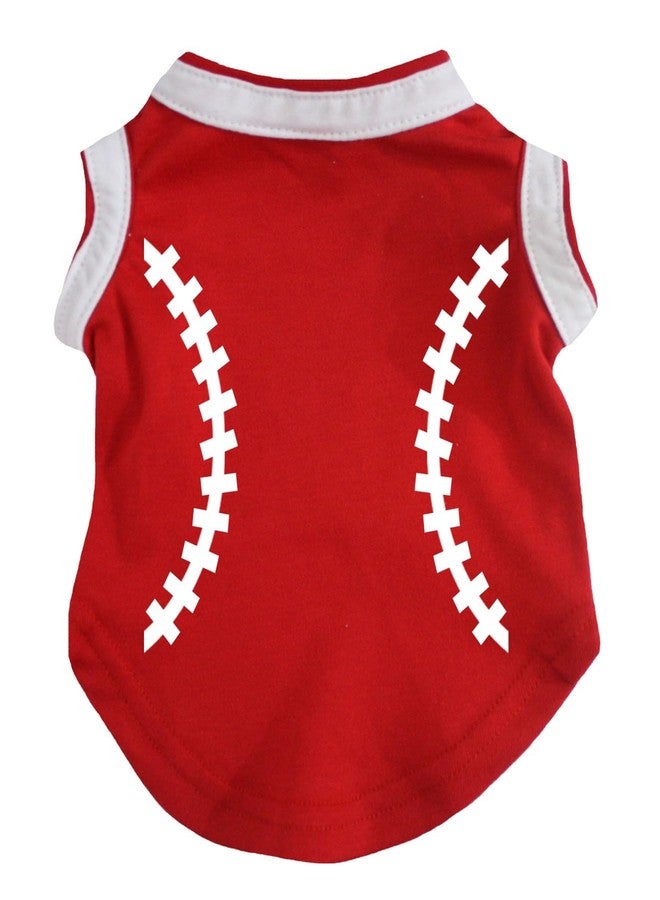 Petitebella Baseball Print Puppy Dog Shirt (Red, Small)